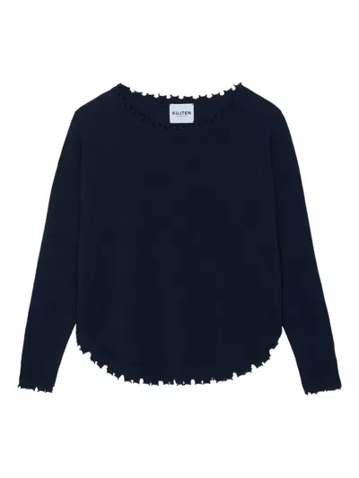 Kujten Mela Scalloped Sweater In Blue