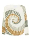 Kujten Tie-dye Frayed Sweater In Brown