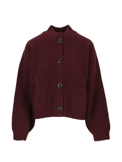 Kujten Milan Ribbed-knit Cashmere Cardigan In Red