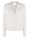 Kujten V-neck Knitwear With Ribbed Hem And Pockets In Neutral