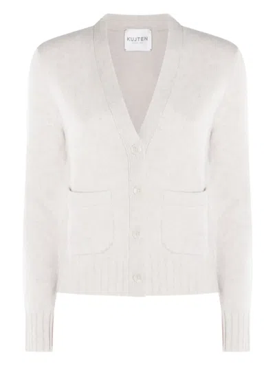 KUJTEN MILENA PATCH-POCKET V-NECK CARDIGAN