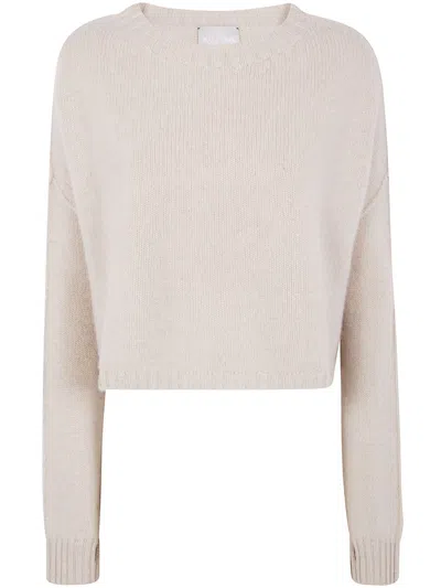 Kujten Cropped Crewneck Sweater Dropped Shoulders In Neutral
