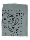 Kujten Fringed Paisley Scarf Soft Texture In Blue