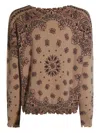 Kujten Paisley-pattern Raw-edges Sweater In Brown