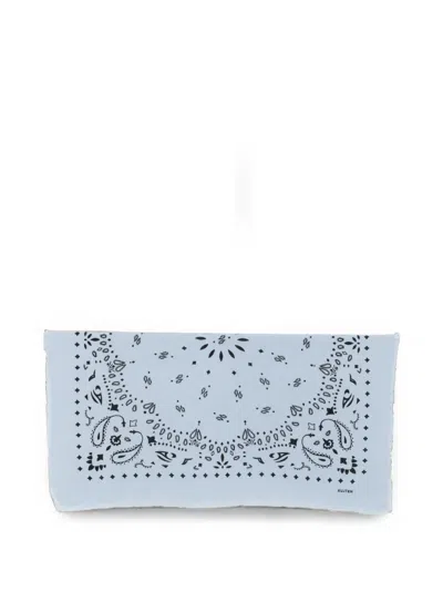 Kujten Paisley-print Frayed-edge Scarf In Blue