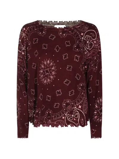 Kujten Paisley-print Frayed-edge Sweater In Rot