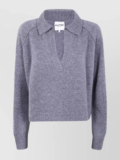Kujten Aenora Polo-neck Cashmere Sweater In Blue