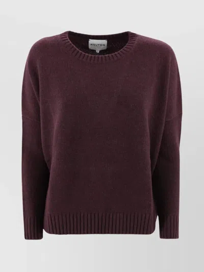 Kujten Ribbed Crewneck Knitwear Soft Texture In Burgundy