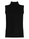 Kujten Sleeveless Ribbed Knit High Neck Top In Black