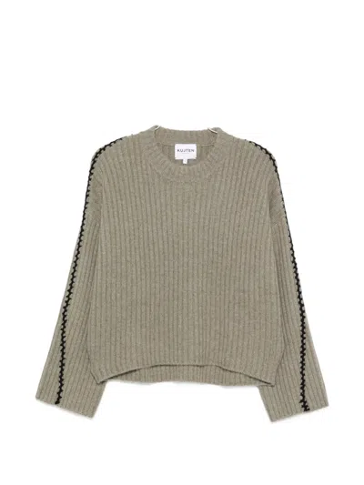 Kujten Ribbed Whipstitch-trim Sweater In Gray