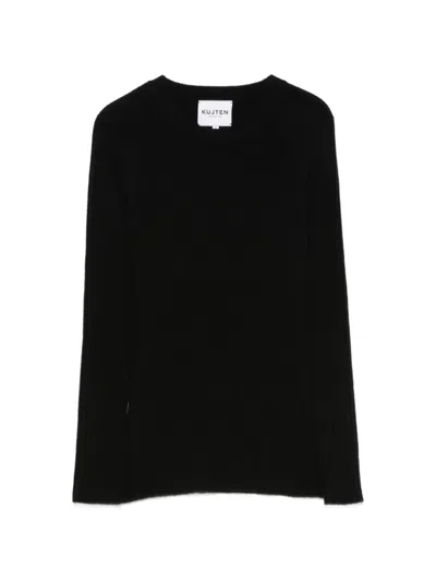 Kujten Ribbed-knit Crew-neck Sweater In Black