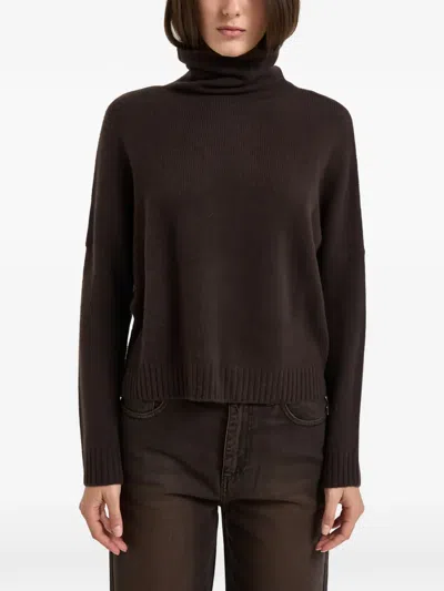 Kujten Roll-neck Drop-shoulder Sweater In Brown
