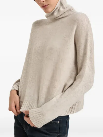 Kujten Roll-neck Drop-shoulder Sweater In Neutral