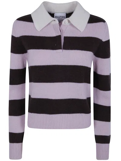 Kujten Striped Cashmere Sweater In Neutral
