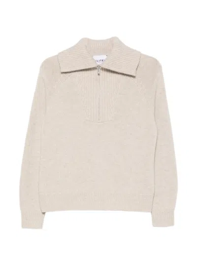 Kujten Sam Zip-up Sweater In Neutral