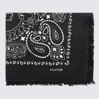 Kujten Luxurious Paisley Patterned Soft Scarf In Black