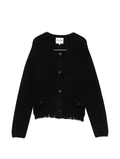 Kujten Sevilla Fringed-trim Cardigan In Black