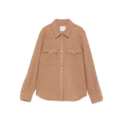 Kujten Button-placket Flap-pocket Shirt In Brown
