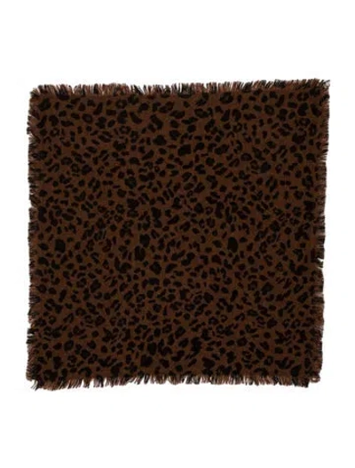 Pre-owned Kujten Silk Animal Print Bandana In Brown
