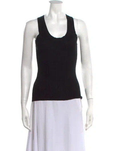 Pre-owned Kujten Silk Scoop Neck Top In Black