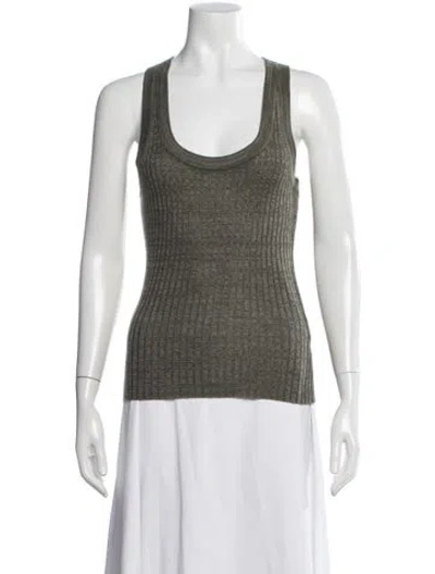 Pre-owned Kujten Silk Scoop Neck Top In Green
