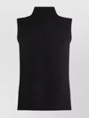 Kujten Sleeveless Ribbed Knit High Neck Top In Black