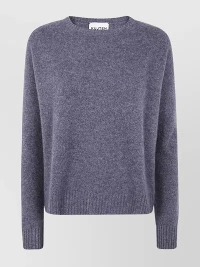 Kujten Soft Knit Sweater Ribbed Hem In Gray