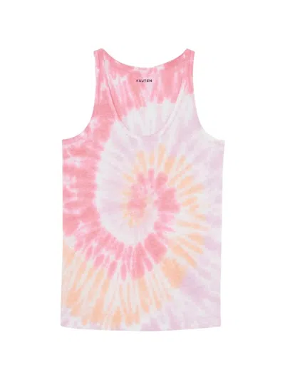 Kujten Soft Sunny Tie-dye Scoop-neck Tank Top In Pink