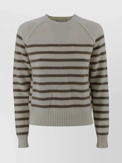 Kujten Striped Crewneck Knitwear Ribbed Finish In Multi