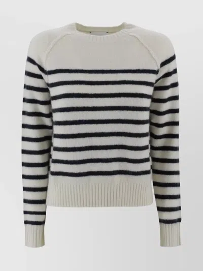 Kujten Striped Crewneck Knitwear Ribbed Finish In Neutral