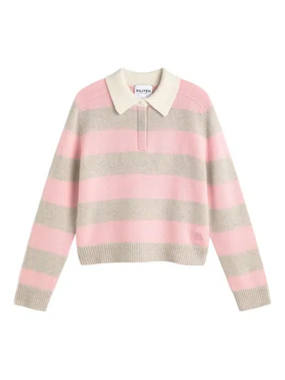 Kujten Striped Polo Shirt In Pink