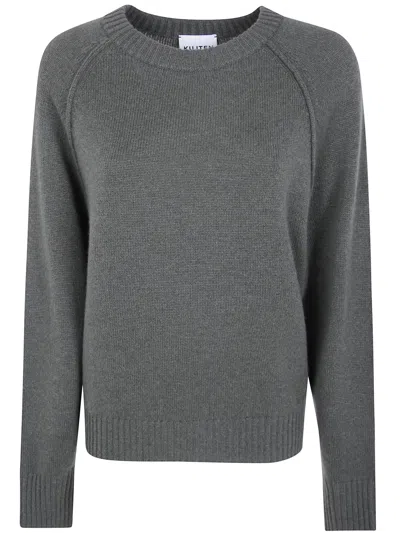 Kujten Sweater Cashmere "cadaisy" Crateer Neck In Green