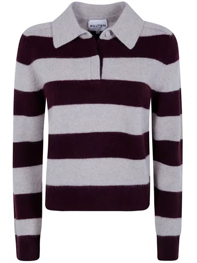 Kujten Sweater Cashmere "royce Stripe" In Red