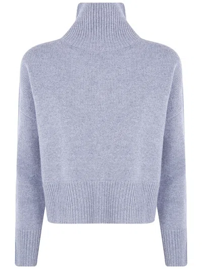 Kujten Sweater Cashmere "ulla Crop" In Blue