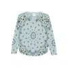 Kujten Bandana-print Frayed-edge Sweater In Blue