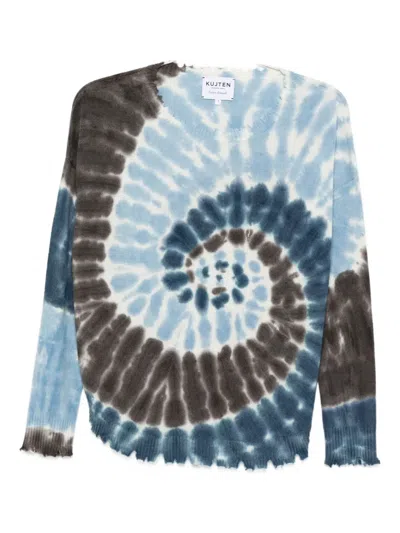 Kujten Tie-dye Cashmere Sweater In Blue