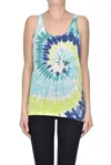 Kujten Tie Dye Linen Tank Top In Aquamarine