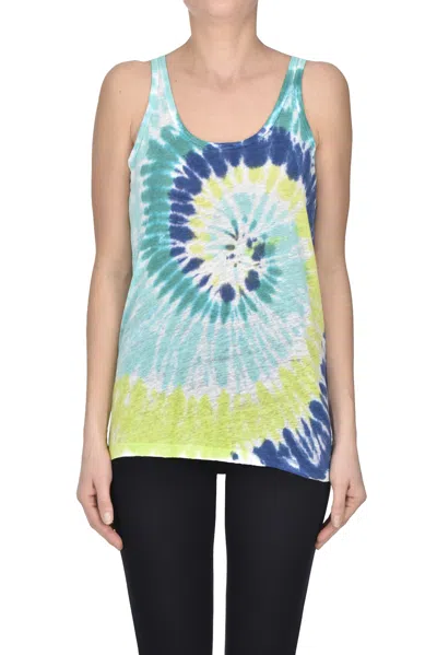 Kujten Tie Dye Linen Tank Top In Multi
