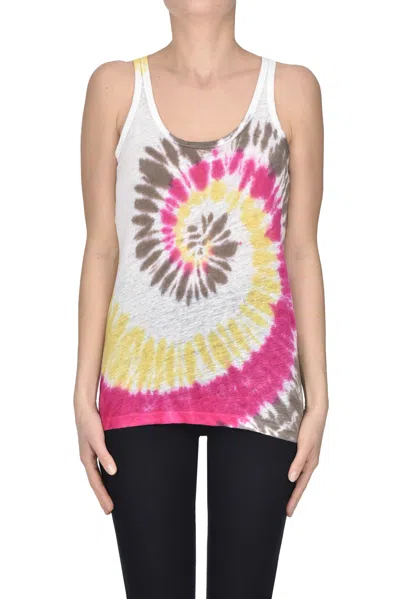 Kujten Tie Dye Linen Tank Top In Multicoloured