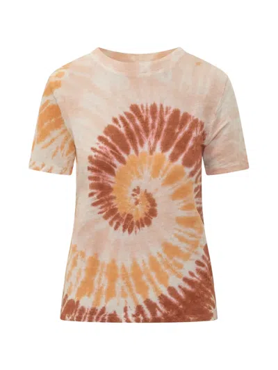 Kujten Tie-dye Print T-shirt In Brown