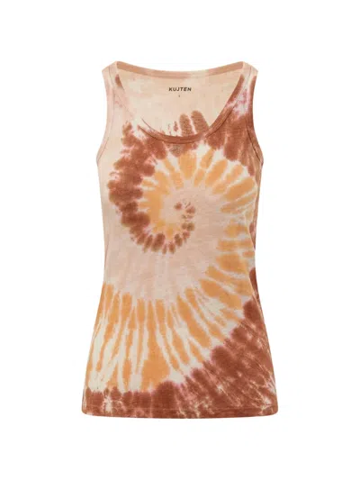 Kujten Tie-dye Tank Top In Brown