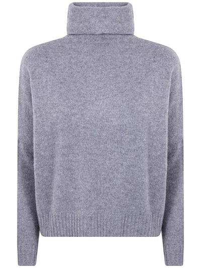 Kujten Tila Long Sleeve Turtleneck Knit Sweater In Blue