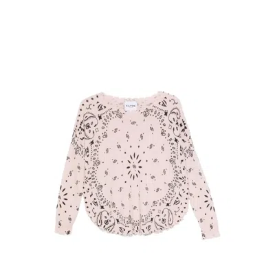Kujten Mela Bandana Frayed-edge Sweater In Pink