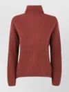 Kujten Turtleneck Sweater With Back Slit Design In Red
