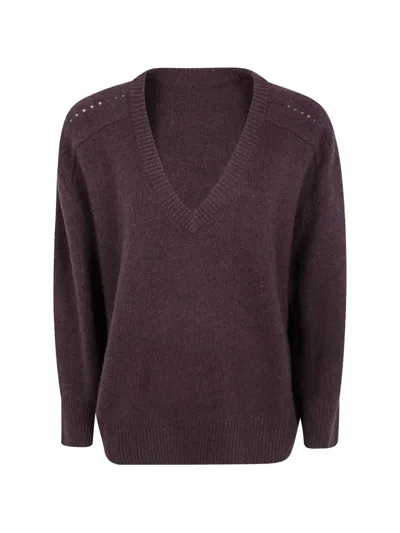 Kujten V-neck Knitted Jumper In Purple
