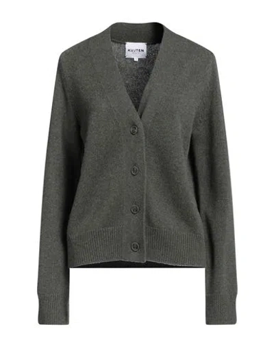 Kujten Woman Cardigan Military Green Size 3 Cashmere In Gray