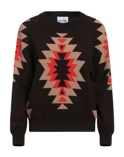 Kujten Woman Sweater Dark Brown Size 3 Cashmere