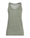 Kujten Woman Tank Top Sage Green Size 3 Linen