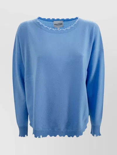 Kujten Women Cashmere Sweater Round Neck In Blue