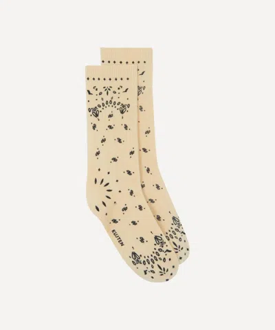 Kujten Women's Sig Bandana Cashmere Socks In Neutral
